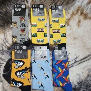 H&M Men's Fun Graphic Socks - 6 Pack NWT Dress Casual